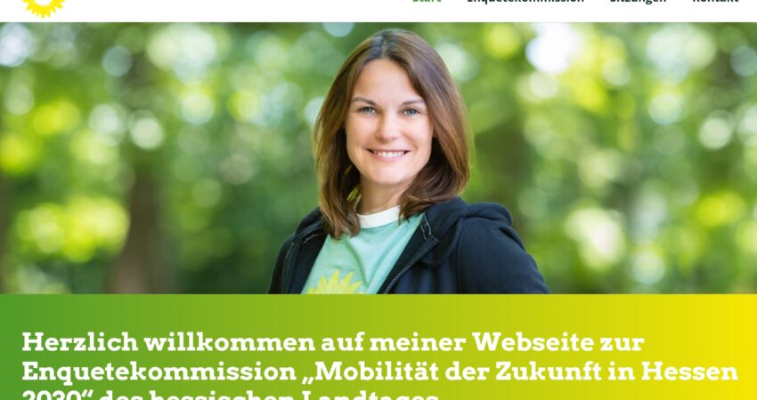 Startseite von Katys neuer Webseite zur Arbeit der Enquetekommission Mobilität