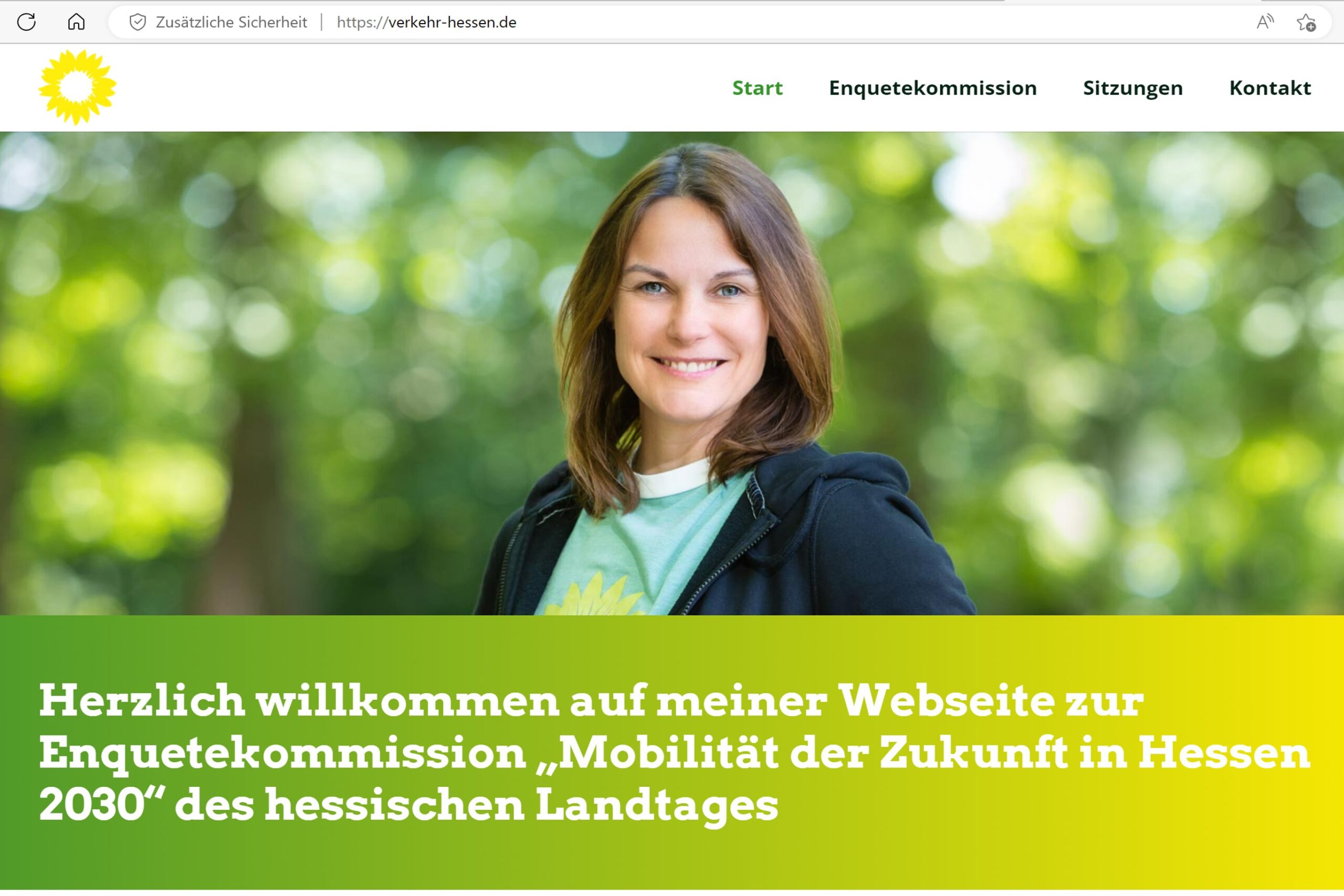 Startseite von Katys neuer Webseite zur Arbeit der Enquetekommission Mobilität